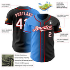 Custom Black White Electric Blue-Red Authentic Gradient Fashion Baseball Jersey