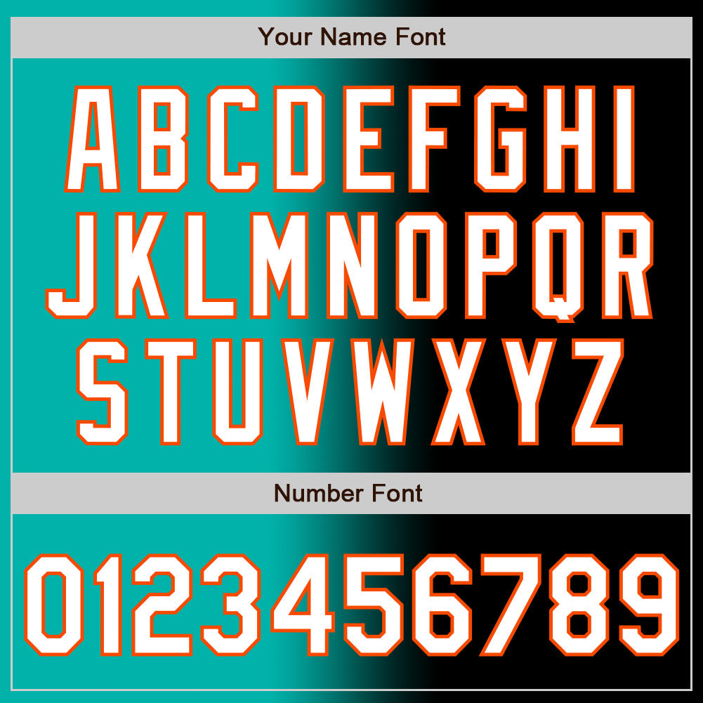 Custom Black White Aqua-Orange Authentic Gradient Fashion Baseball Jersey