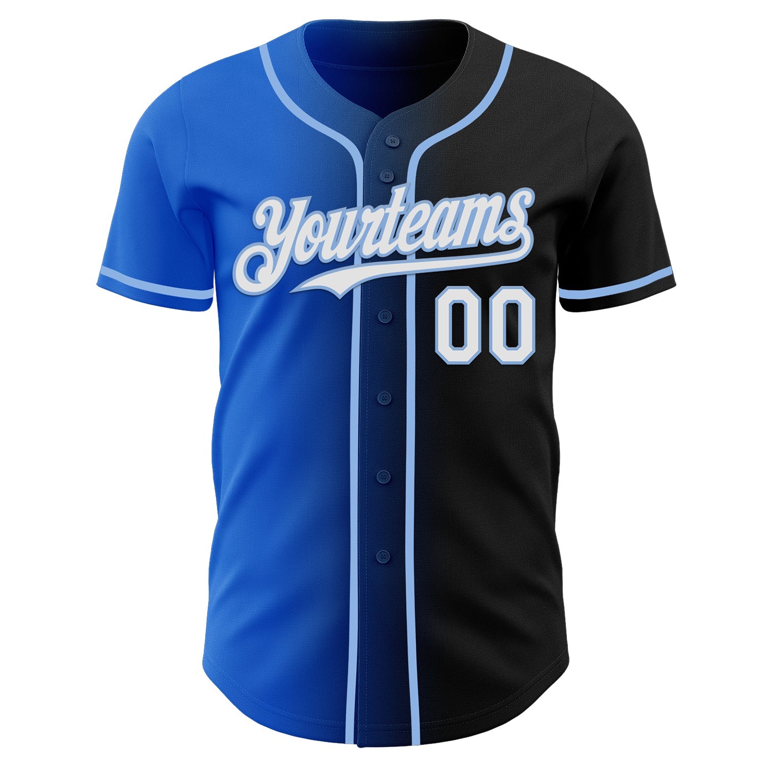 Custom Black White Thunder Blue-Light Blue Authentic Gradient Fashion Baseball Jersey