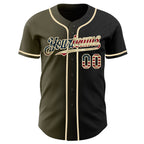 Custom Black Vintage USA Flag Olive-Cream Authentic Gradient Fashion Baseball Jersey