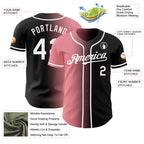 Custom Black White-Medium Pink Authentic Gradient Fashion Baseball Jersey