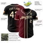 Custom Black Cream-Burgundy Authentic Gradient Fashion Baseball Jersey