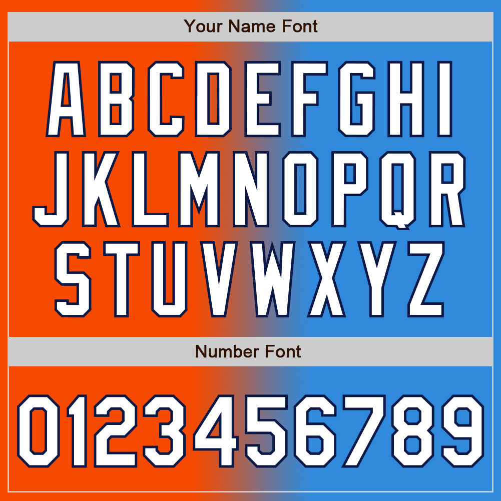 Custom Electric Blue White Orange-Navy Authentic Gradient Fashion Baseball Jersey