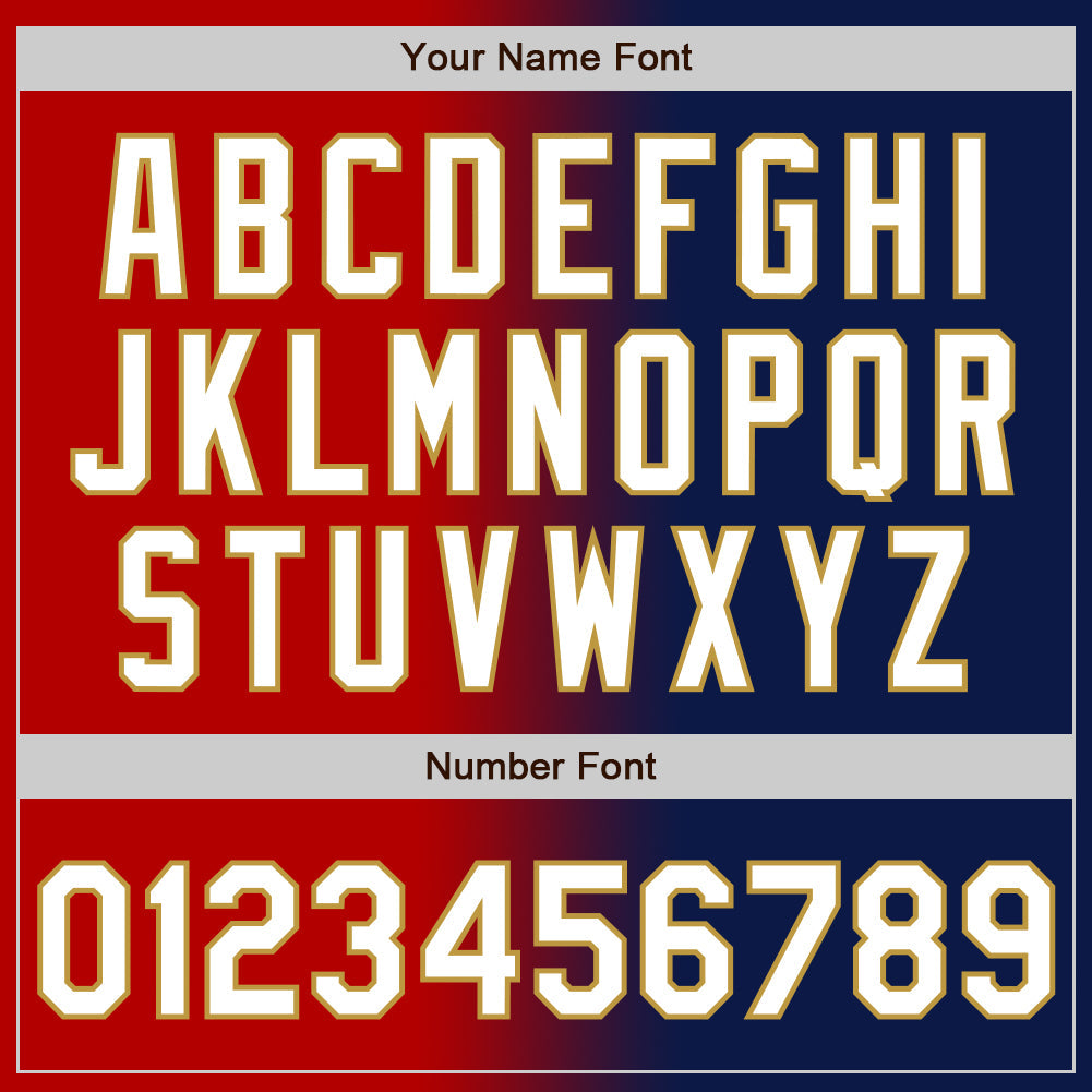 Custom Navy White Red-Old Gold Authentic Gradient Fashion Baseball Jersey