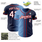 Custom Navy White Light Blue-Red Authentic Gradient Fashion Baseball Jersey