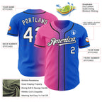 Custom Thunder Blue White Pink-Black Authentic Gradient Fashion Baseball Jersey