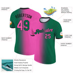 Custom Kelly Green Pink-Black Gradient Fashion Performance T-Shirt