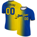 Custom Royal Yellow-Black Gradient Fashion Performance T-Shirt