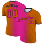 Custom Texas Orange Hot Pink-Black Gradient Fashion Performance T-Shirt