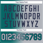 Custom Teal Gray-Navy Gradient Fashion Performance T-Shirt