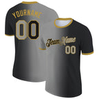 Custom Black Gray-Old Gold Gradient Fashion Performance T-Shirt