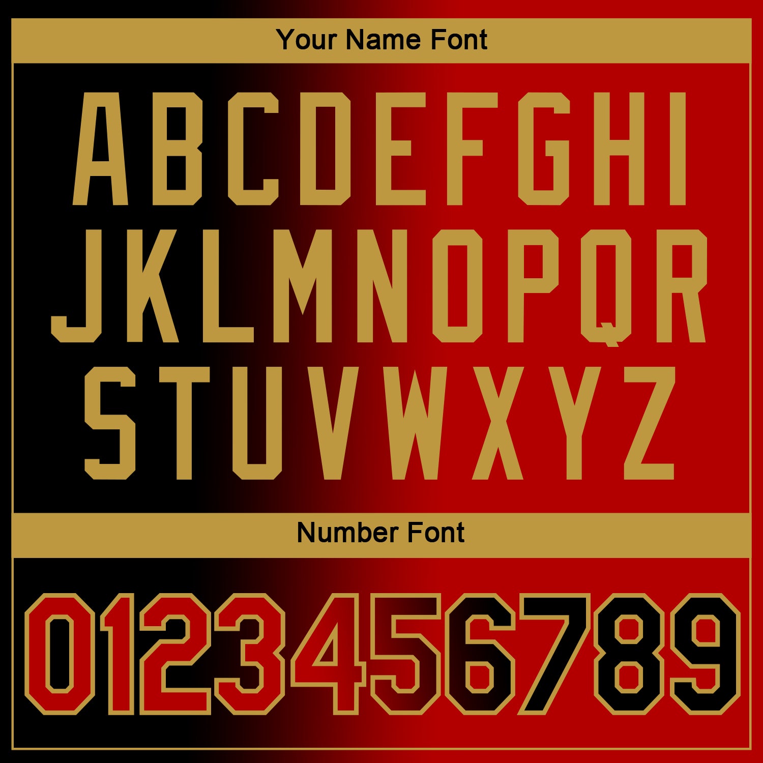 Custom Black Red-Old Gold Gradient Fashion Performance T-Shirt