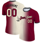 Custom Maroon Cream-Black Gradient Fashion Performance T-Shirt