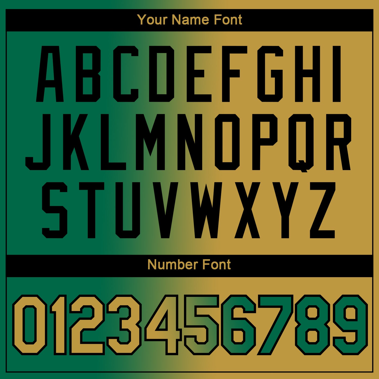 Custom Kelly Green Old Gold-Black Gradient Fashion Performance T-Shirt