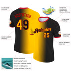 Custom Black Gold-Red Gradient Fashion Performance T-Shirt