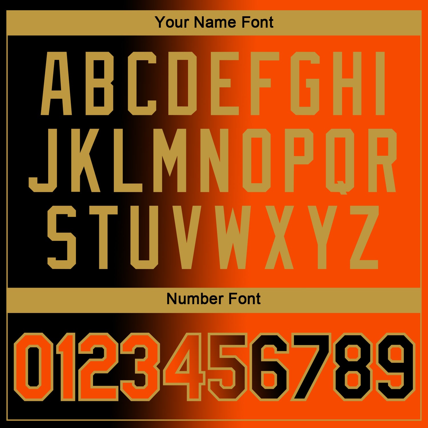 Custom Black Orange-Old Gold Gradient Fashion Performance T-Shirt