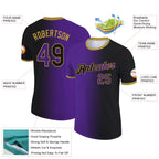 Custom Black Purple-Old Gold Gradient Fashion Performance T-Shirt