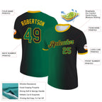 Custom Black Kelly Green-Gold Gradient Fashion Performance T-Shirt