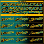 Custom Black Teal-Gold Gradient Fashion Performance T-Shirt