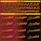 Custom Black Crimson-Gold Gradient Fashion Performance T-Shirt