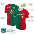 Custom Red Vintage Mexican Flag Kelly Green-City Cream Gradient Fashion Performance T-Shirt