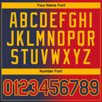 Custom Navy Red-Gold Gradient Fashion Performance T-Shirt