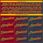 Custom Navy Maroon-Gold Gradient Fashion Performance T-Shirt