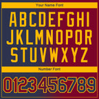 Custom Navy Maroon-Gold Gradient Fashion Performance T-Shirt