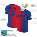 Custom Royal Red-Black Gradient Fashion Performance T-Shirt