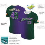Custom Green Purple-Cream Gradient Fashion Performance T-Shirt
