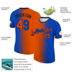 Custom Thunder Blue Orange-Black Gradient Fashion Performance T-Shirt