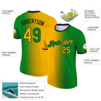 Custom Grass Green Gold-Black Gradient Fashion Performance T-Shirt