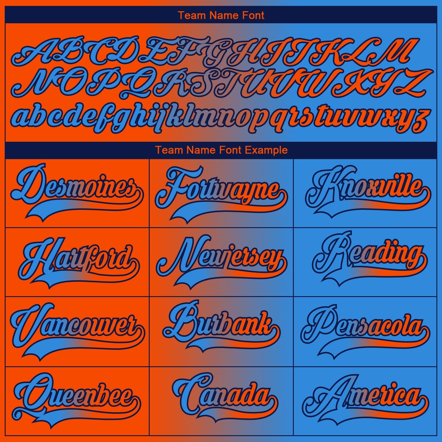 Custom Powder Blue Orange-Navy Gradient Fashion Hockey Lace Neck Jersey