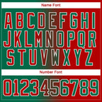 Custom Kelly Green Red-White Gradient Fashion Hockey Lace Neck Jersey