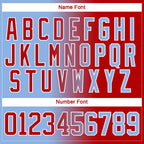 Custom Light Blue Red-White Gradient Fashion Hockey Lace Neck Jersey