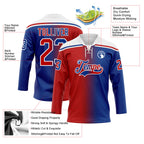Custom Royal Red-White Gradient Fashion Hockey Lace Neck Jersey