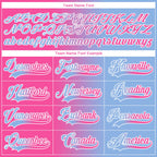 Custom Light Blue Pink-White Gradient Fashion Hockey Lace Neck Jersey