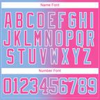 Custom Light Blue Pink-White Gradient Fashion Hockey Lace Neck Jersey