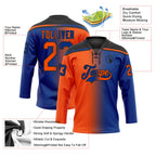 Custom Royal Orange-Black Gradient Fashion Hockey Lace Neck Jersey