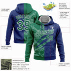 Custom Stitched Graffiti Pattern Kelly Green Royal-White 3D Scratch Sports Pullover Sweatshirt Hoodie