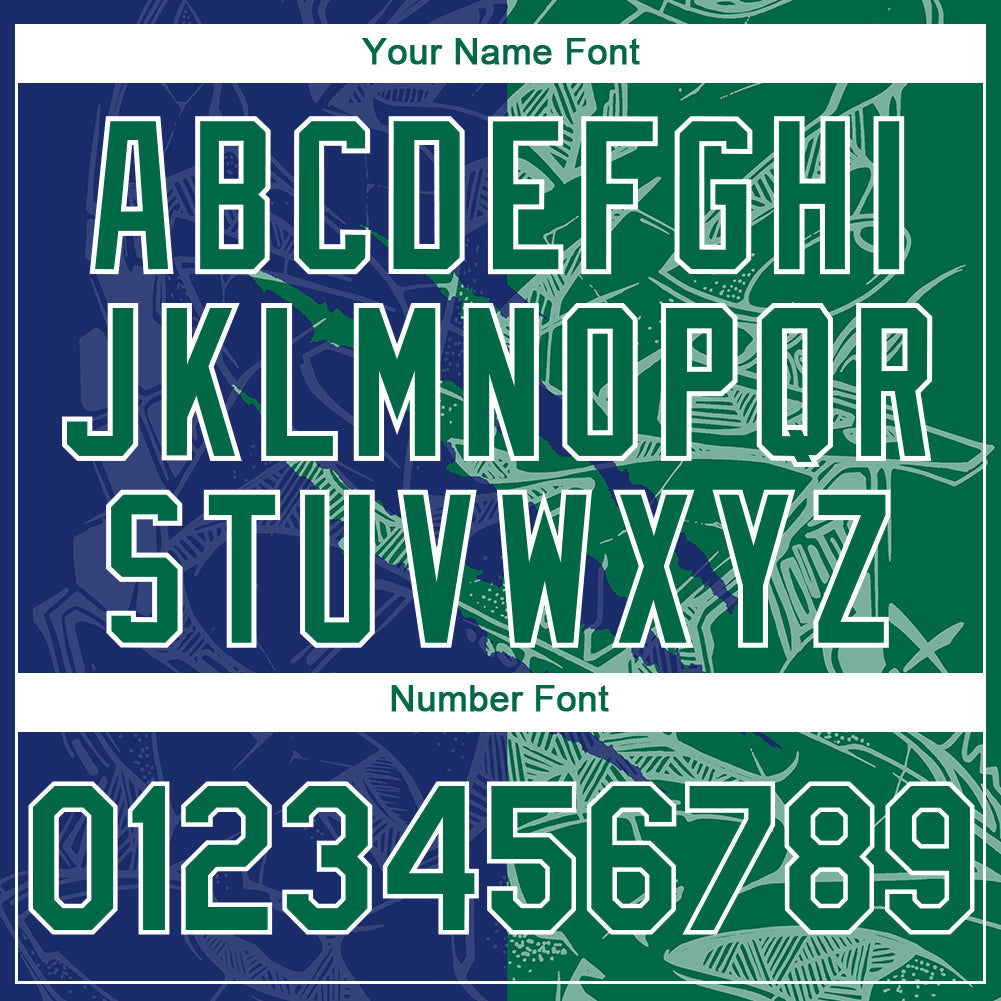 Custom Stitched Graffiti Pattern Kelly Green Royal-White 3D Scratch Sports Pullover Sweatshirt Hoodie