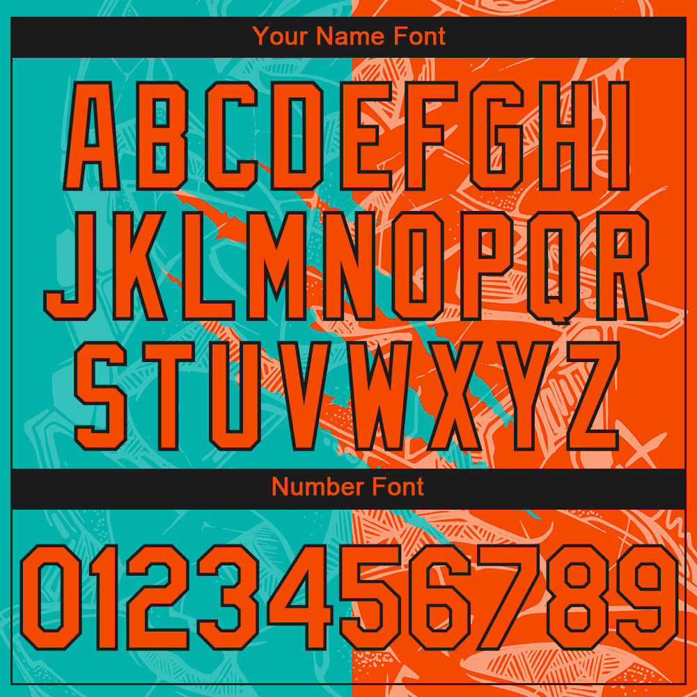 Custom Stitched Graffiti Pattern Orange Aqua-Black 3D Scratch Sports Pullover Sweatshirt Hoodie