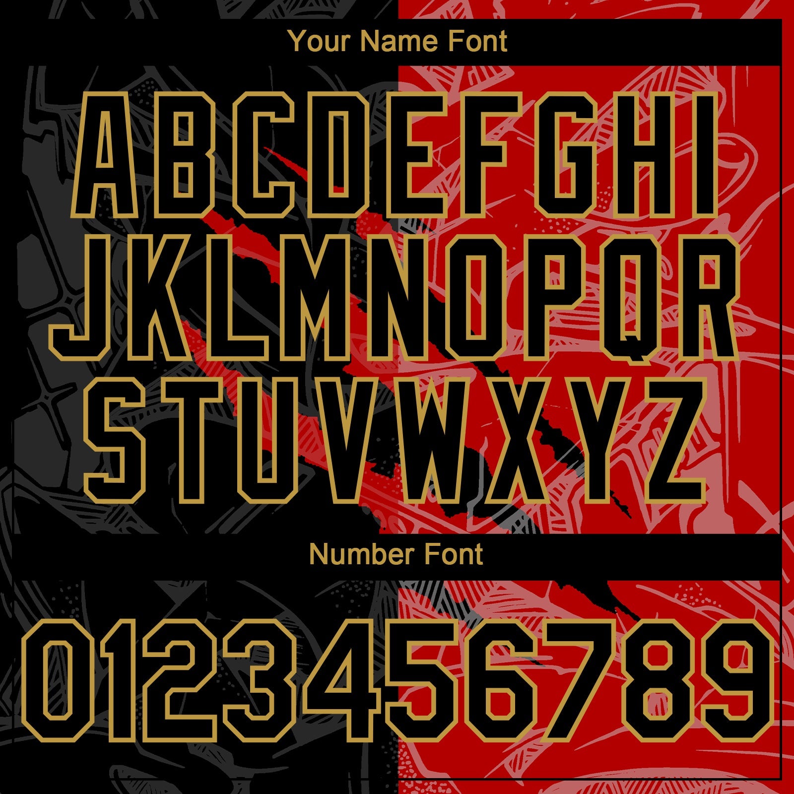 Custom Graffiti Pattern Black Red-Old Gold 3D Scratch Authentic Baseball Jersey