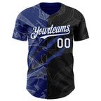 Custom Graffiti Pattern White Black-Royal 3D Scratch Authentic Baseball Jersey