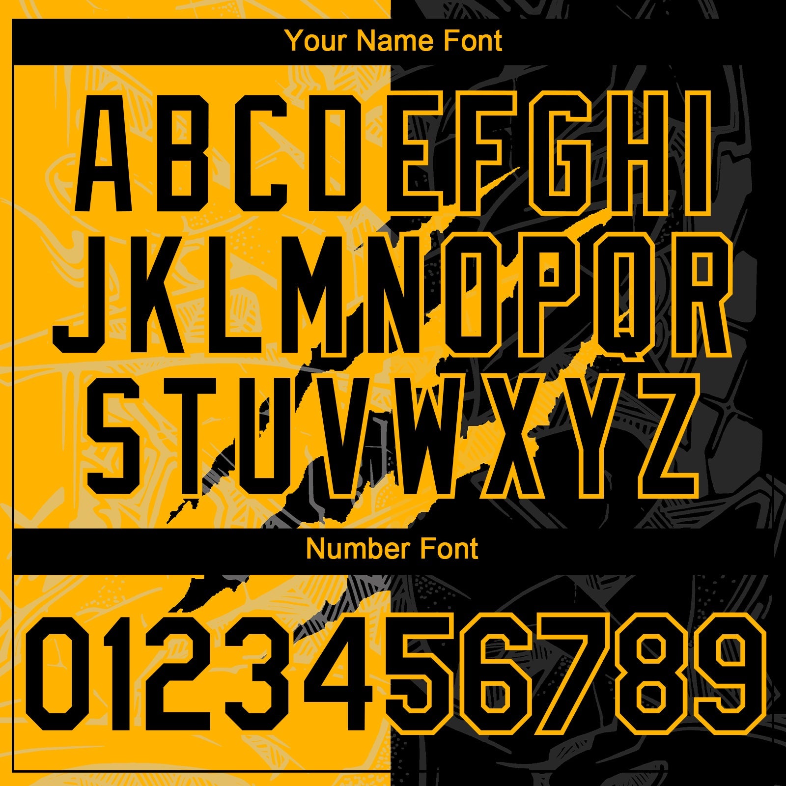 Custom Graffiti Pattern Black-Gold 3D Scratch Authentic Baseball Jersey