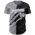 Custom Graffiti Pattern White Black-Gray 3D Scratch Authentic Baseball Jersey