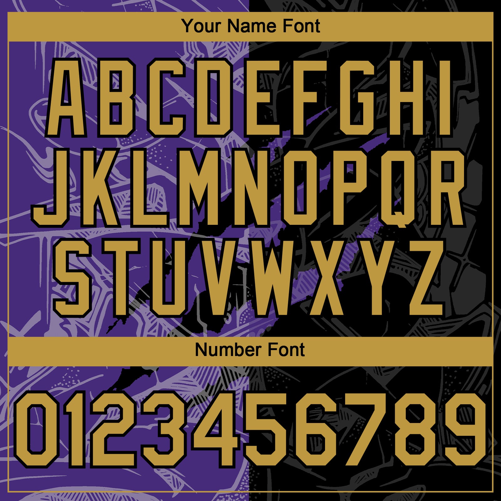 Custom Graffiti Pattern Old Gold Black-Purple 3D Scratch Authentic Baseball Jersey