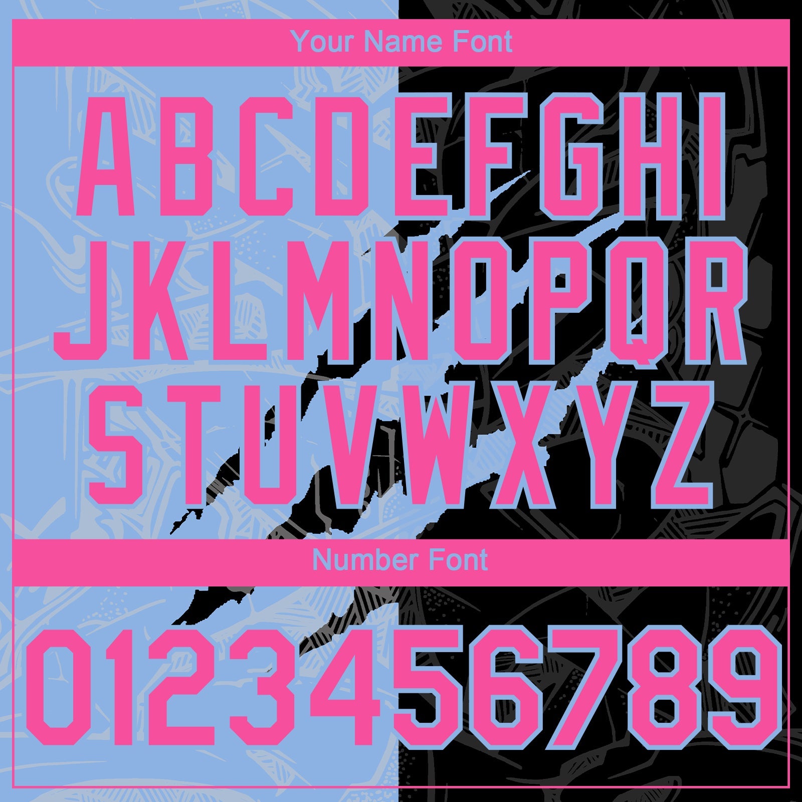 Custom Graffiti Pattern Pink Black-Light Blue 3D Scratch Authentic Baseball Jersey