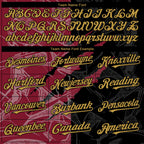 Custom Graffiti Pattern Old Gold Black-Crimson 3D Scratch Authentic Baseball Jersey