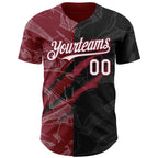Custom Graffiti Pattern White Black-Crimson 3D Scratch Authentic Baseball Jersey